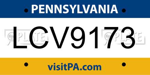 LCV9173 Pennsylvania License Plate