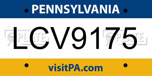 LCV9175 Pennsylvania License Plate