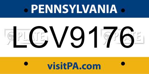 LCV9176 Pennsylvania License Plate