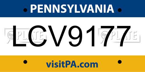 LCV9177 Pennsylvania License Plate