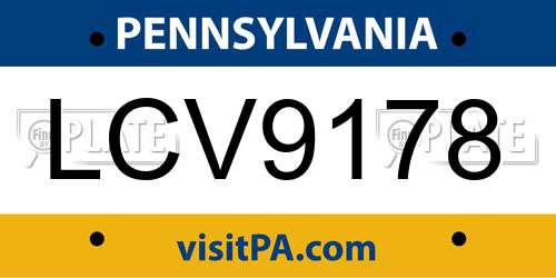 LCV9178 Pennsylvania License Plate