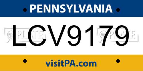 LCV9179 Pennsylvania License Plate