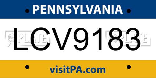 LCV9183 Pennsylvania License Plate