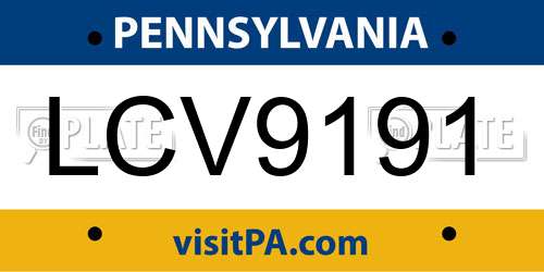 LCV9191 Pennsylvania License Plate