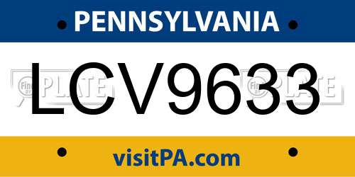 LCV9633 Pennsylvania License Plate