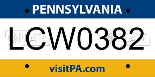 LCW0382 Pennsylvania License Plate