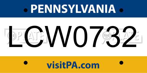 LCW0732 Pennsylvania License Plate