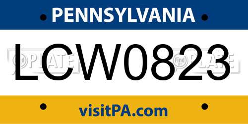 LCW0823 Pennsylvania License Plate