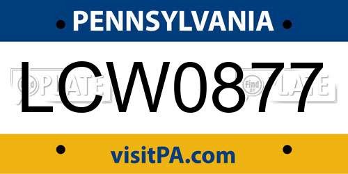 LCW0877 Pennsylvania License Plate