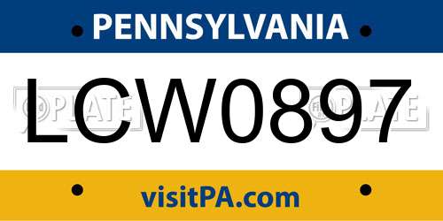 LCW0897 Pennsylvania License Plate