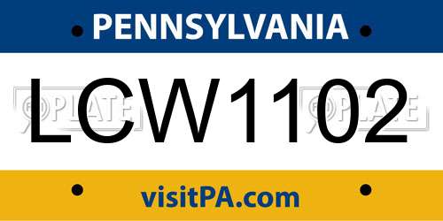 LCW1102 Pennsylvania License Plate