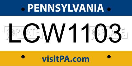 LCW1103 Pennsylvania License Plate
