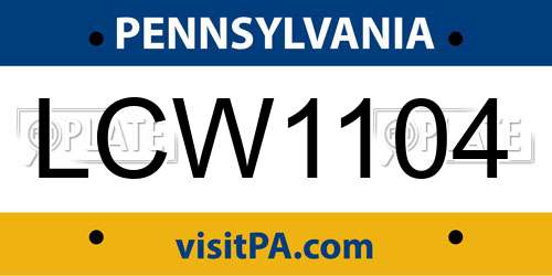 LCW1104 Pennsylvania License Plate