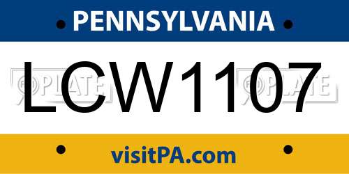 LCW1107 Pennsylvania License Plate
