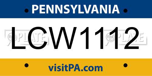 LCW1112 Pennsylvania License Plate