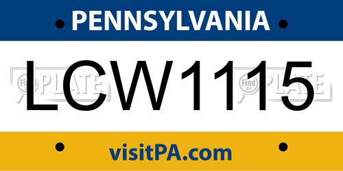 LCW1115 Pennsylvania License Plate