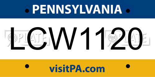 LCW1120 Pennsylvania License Plate