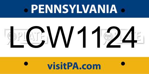 LCW1124 Pennsylvania License Plate