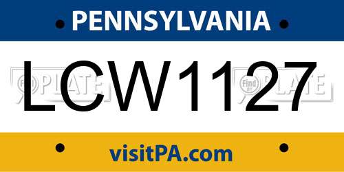 LCW1127 Pennsylvania License Plate