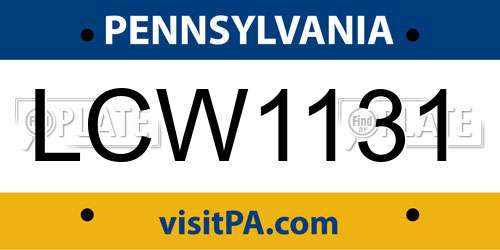 LCW1131 Pennsylvania License Plate