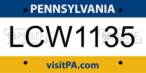 LCW1135 Pennsylvania License Plate