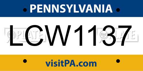 LCW1137 Pennsylvania License Plate