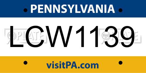 LCW1139 Pennsylvania License Plate