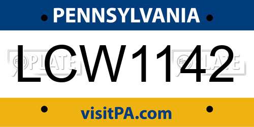 LCW1142 Pennsylvania License Plate