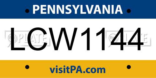 LCW1144 Pennsylvania License Plate