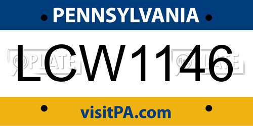 LCW1146 Pennsylvania License Plate