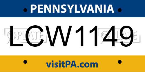 LCW1149 Pennsylvania License Plate