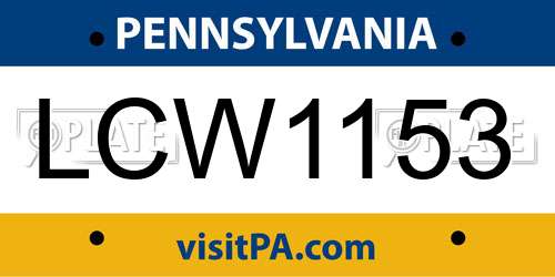 LCW1153 Pennsylvania License Plate