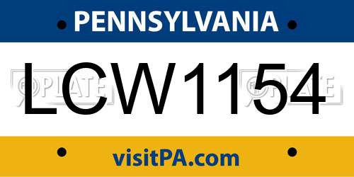 LCW1154 Pennsylvania License Plate