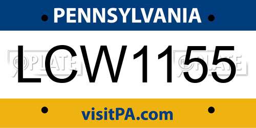 LCW1155 Pennsylvania License Plate