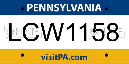 LCW1158 Pennsylvania License Plate