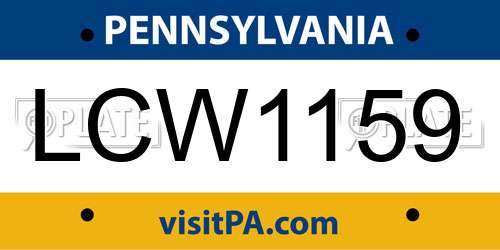 LCW1159 Pennsylvania License Plate