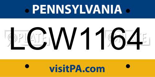 LCW1164 Pennsylvania License Plate