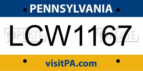 LCW1167 Pennsylvania License Plate