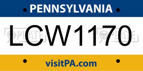 LCW1170 Pennsylvania License Plate