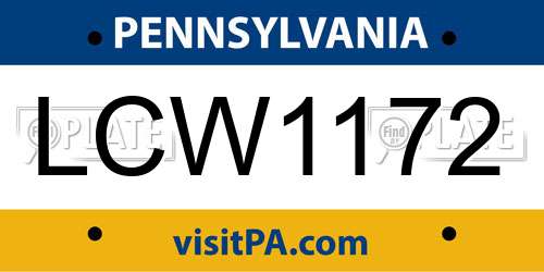 LCW1172 Pennsylvania License Plate