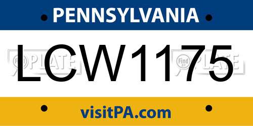 LCW1175 Pennsylvania License Plate