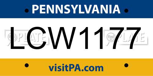 LCW1177 Pennsylvania License Plate
