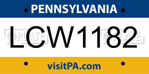 LCW1182 Pennsylvania License Plate