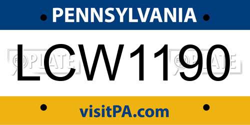 LCW1190 Pennsylvania License Plate