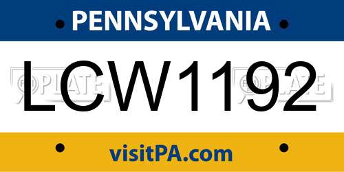LCW1192 Pennsylvania License Plate