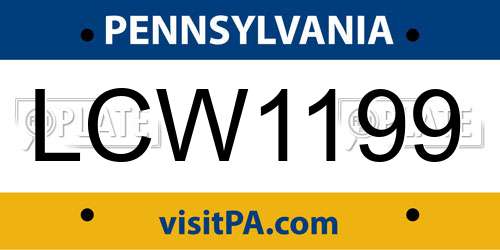 LCW1199 Pennsylvania License Plate