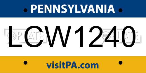 LCW1240 Pennsylvania License Plate