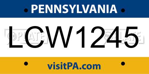 LCW1245 Pennsylvania License Plate