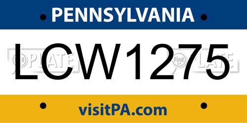 LCW1275 Pennsylvania License Plate
