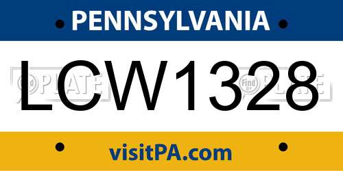 LCW1328 Pennsylvania License Plate